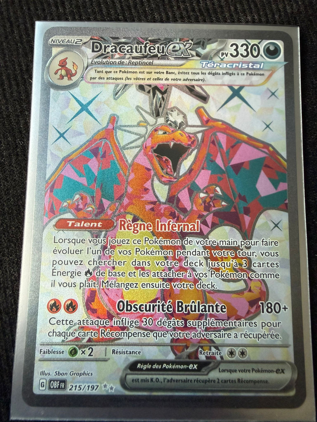 Dracaufeu ex 215/197 – Carte Pokémon Ultra Rare Téracristal – État Near Mint