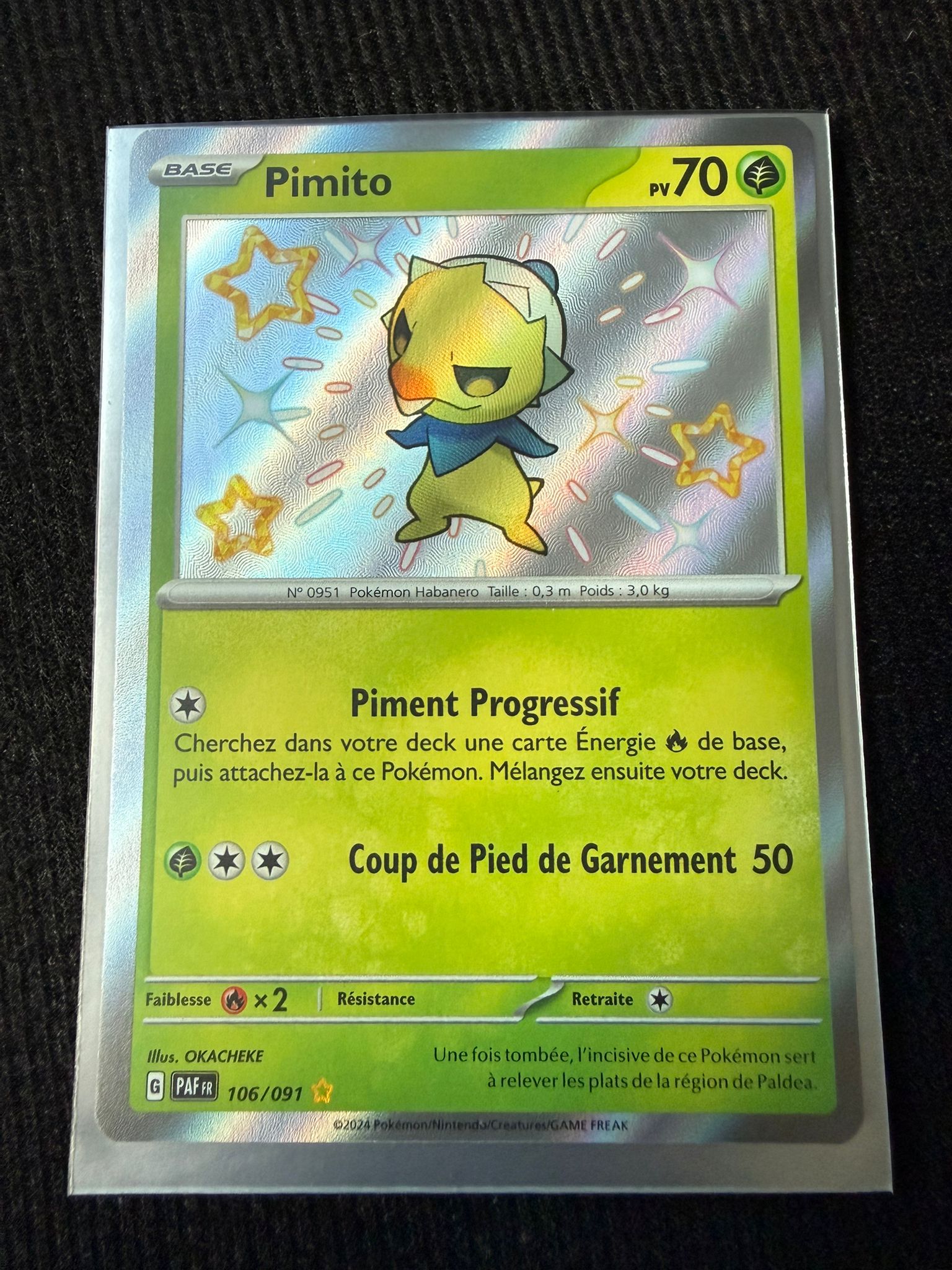Pimito Shiny 106/091 – Carte Pokémon Holo Rare ✨ – État Near Mint