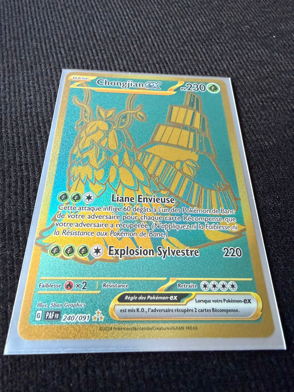 Chongjian ex 240/091 – Carte Pokémon Ultra Rare Gold – État Near Mint
