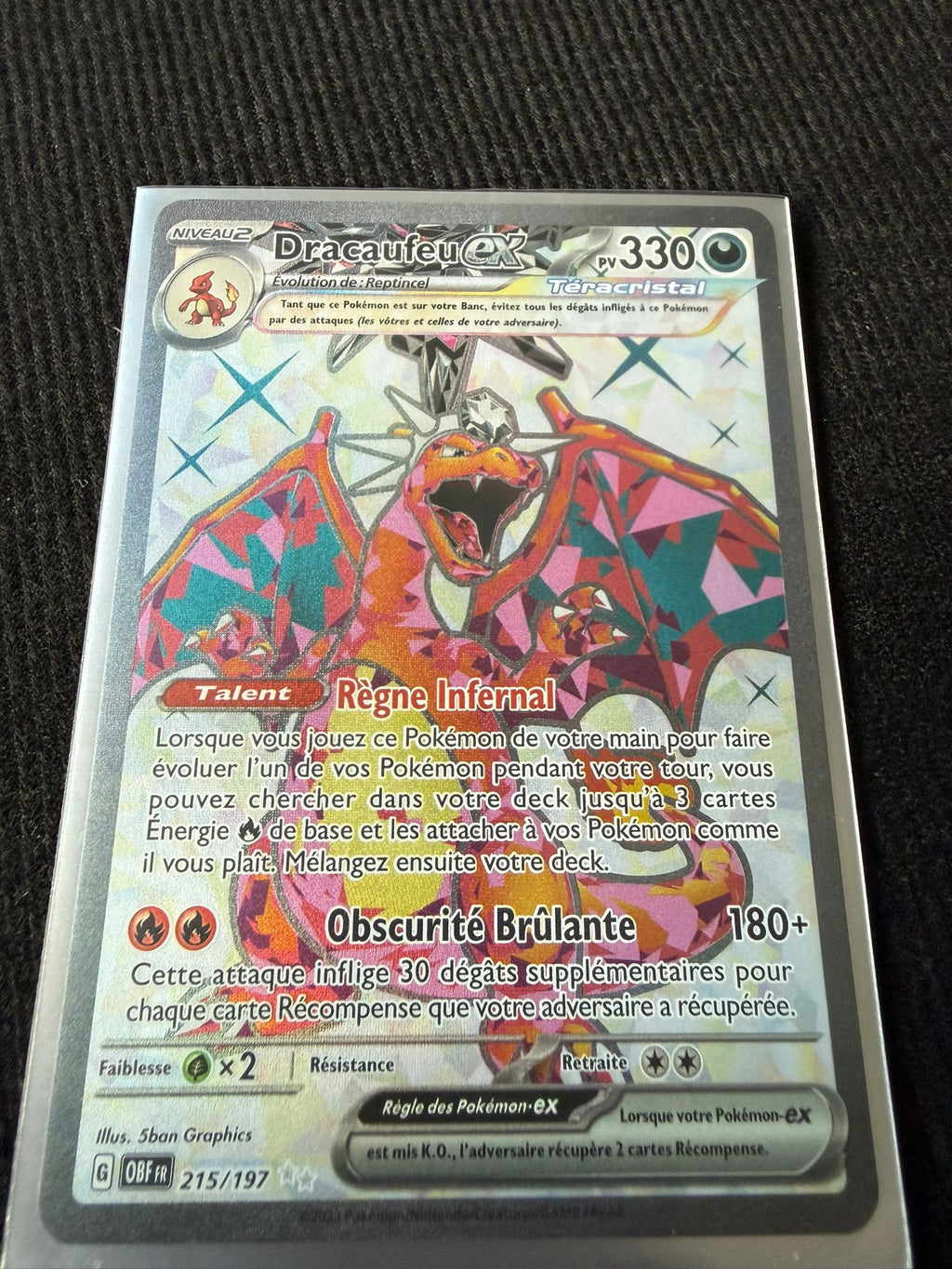 Dracaufeu ex 215/197 – Carte Pokémon Ultra Rare Téracristal – État Near Mint