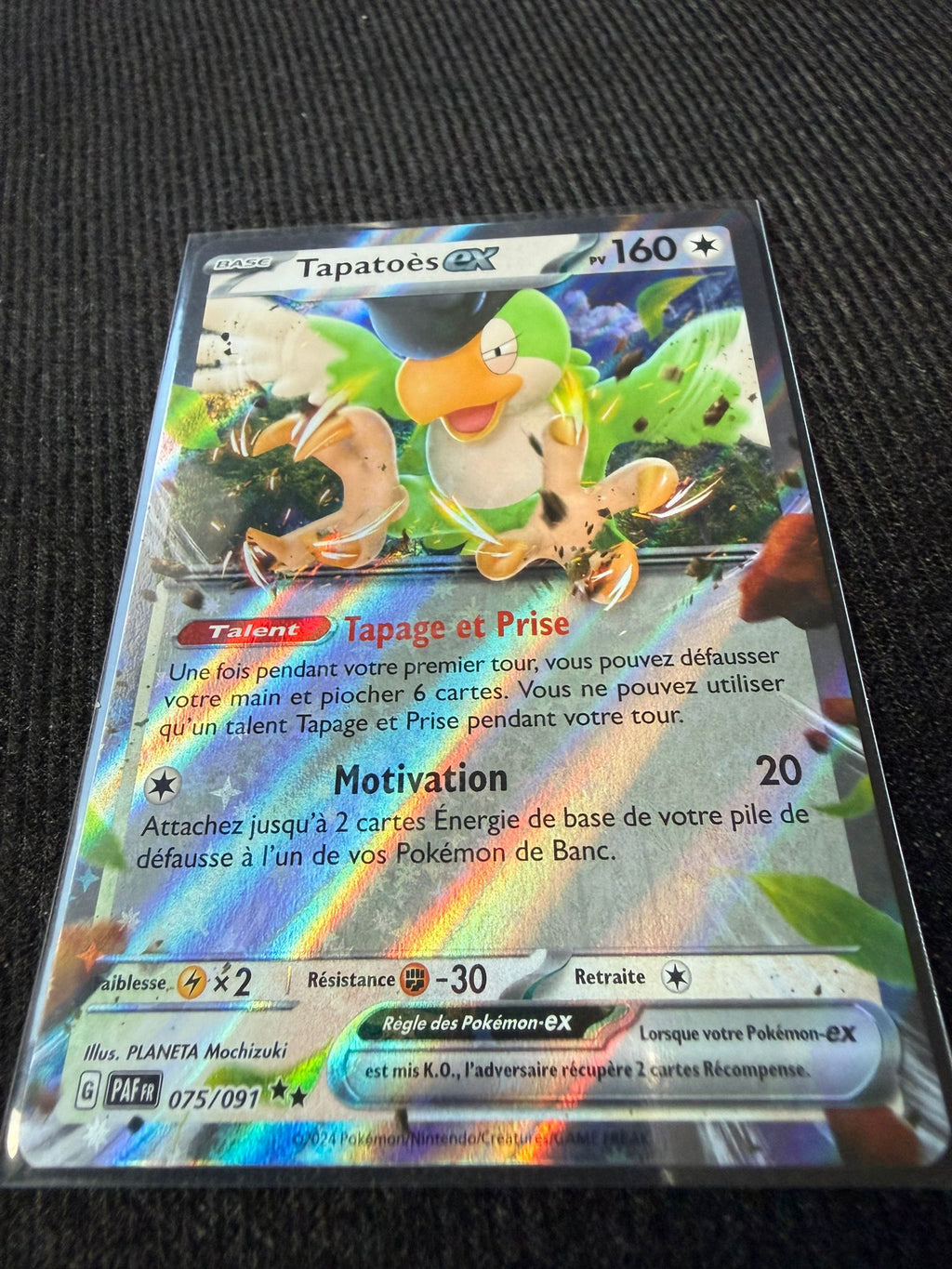 Tapatoès ex 075/091 – Carte Pokémon Ultra Rare Holo – État Near Mint