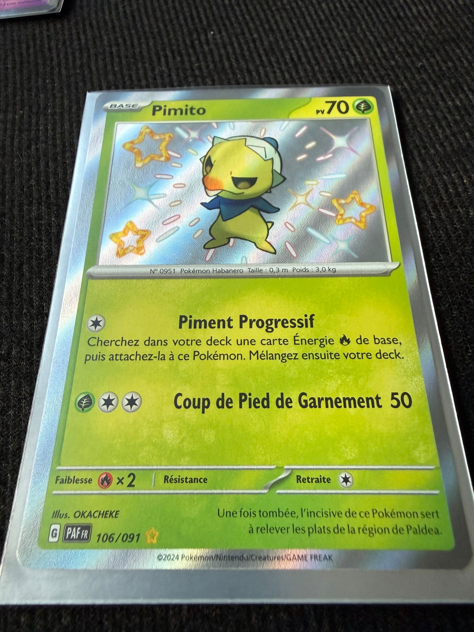 Pimito Shiny 106/091 – Carte Pokémon Holo Rare ✨ – État Near Mint